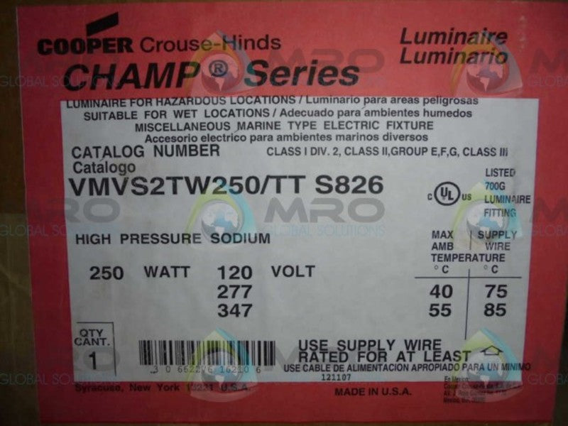 COOPER  VMVS2TW250/TT S826  LUMINAIRE * FACTORY SEALED *