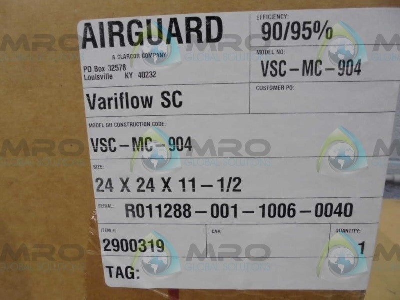 AIR GUARD  VSC-MC-904  VARIFLOW SC * FACTORY SEALED *
