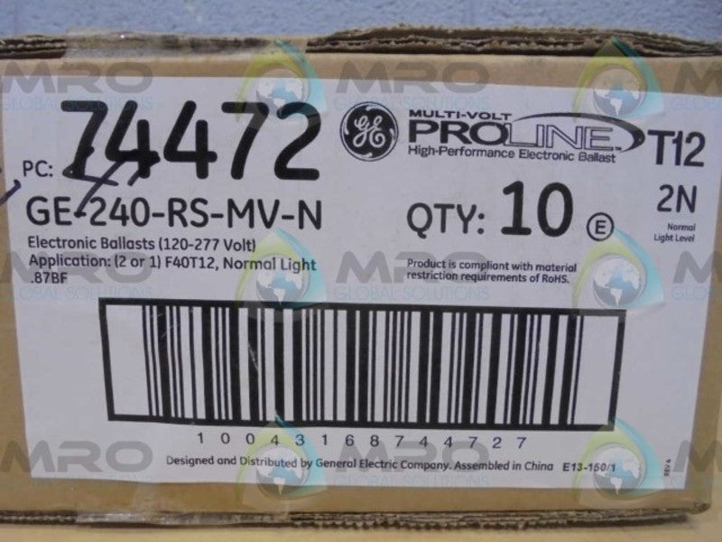 GENERAL ELECTRIC  GE-240-RS-MV-N  LOT OF 10 ELECTRIC BALLASTS * FACTORY SEALED *