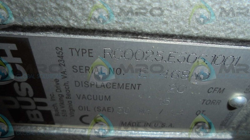BUSCH  RC0025.E506.1001  VACCUM PUMP * NEW IN CRATE *