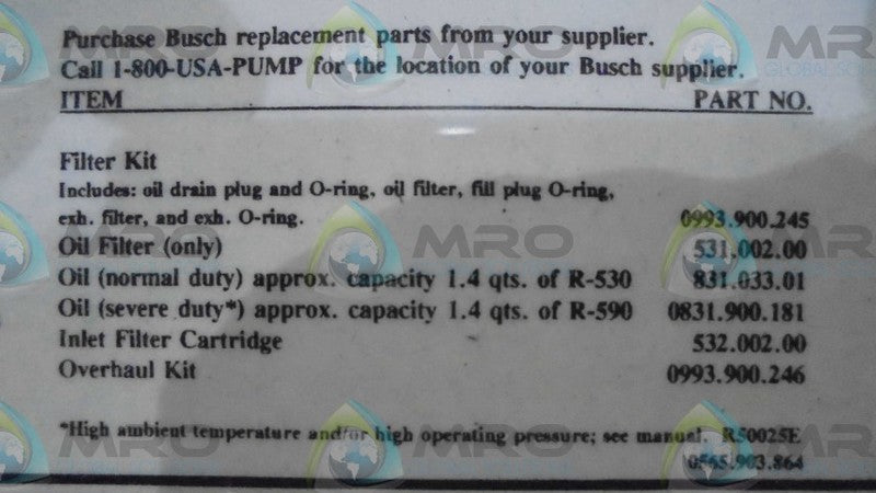 BUSCH  RC0025.E506.1001  VACCUM PUMP * NEW IN CRATE *