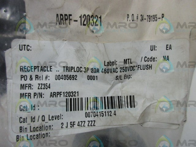 INDUSTRIAL MRO PART# ARPF120321 *NEW IN FACTORY BAG*