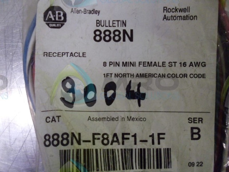 ALLEN BRADLEY 888N-F8AF1-1F SER. B FEMALE RECEPTACLE *NEW IN FACTORY BAG*