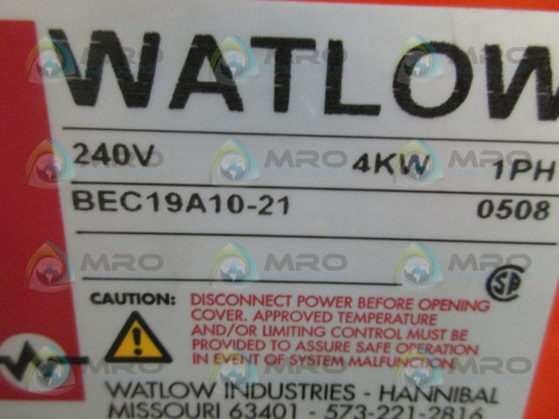 WATLOW BEC19A10-21 SCREW PLUG HEATER *USED*