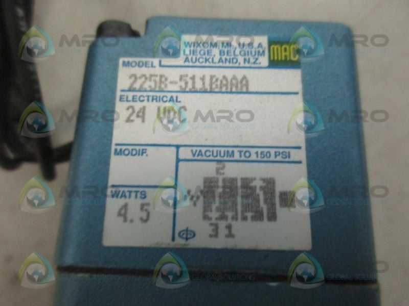 MAC 225B-511BAAA SOLENOID VALVE *NEW NO BOX*