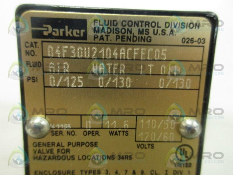 PARKER 04F30U2104ACFEC05 VALVE *NEW IN BOX*