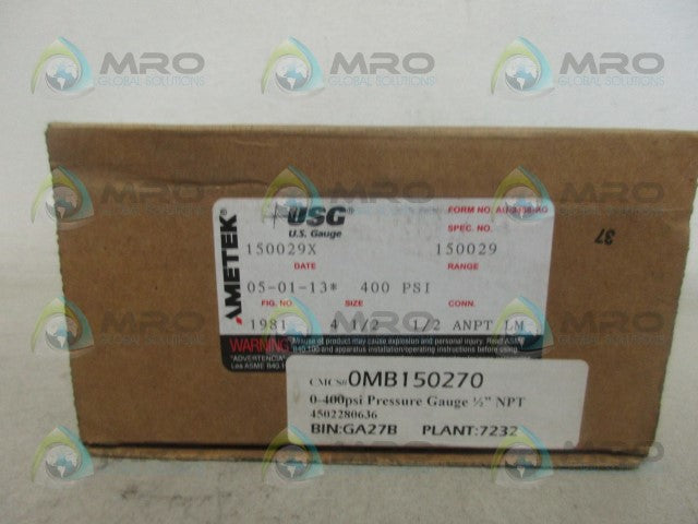 AMETEK 150029X GAUGE 0-400 *NEW IN BOX*