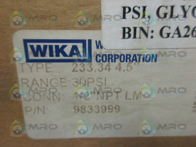 WIKA 9833999 GAUGE 0-30 *NEW IN BOX*