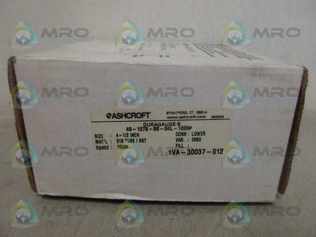ASHCROFT 451279SS04L-1000# DURAGAUGE 1000 PSI *NEW IN BOX*