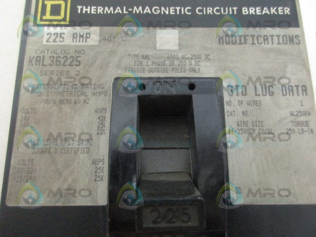 SQUARE D KAL36225 CIRCUIT BREAKER *NEW NO BOX*