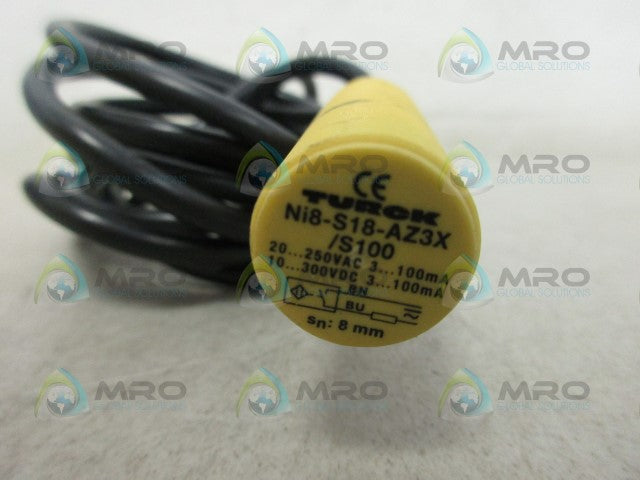 TURCK Ni8-S18-AZ3X/S100 PROXIMITY SENSOR *NEW NO BOX*