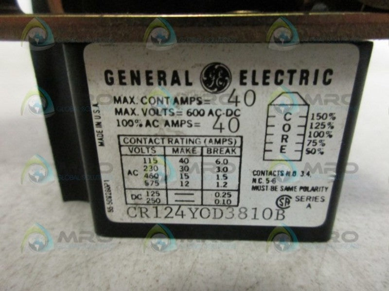 GENERAL ELECTRIC CR124Y0D3810B TRIP RELAY *USED*