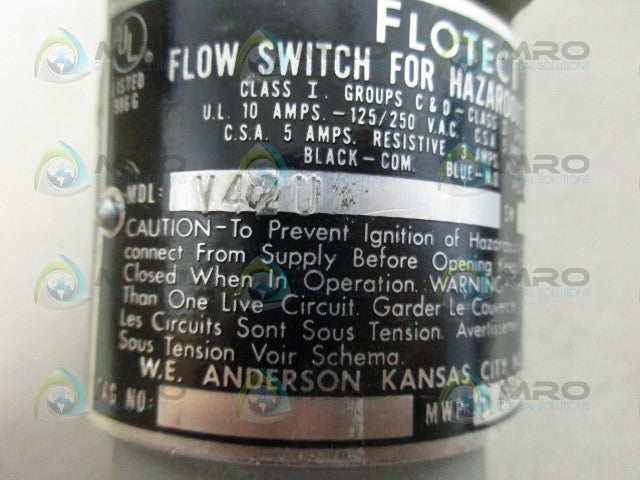 FLOWTECT V42U FLOW SWITCH *NEW NO BOX*