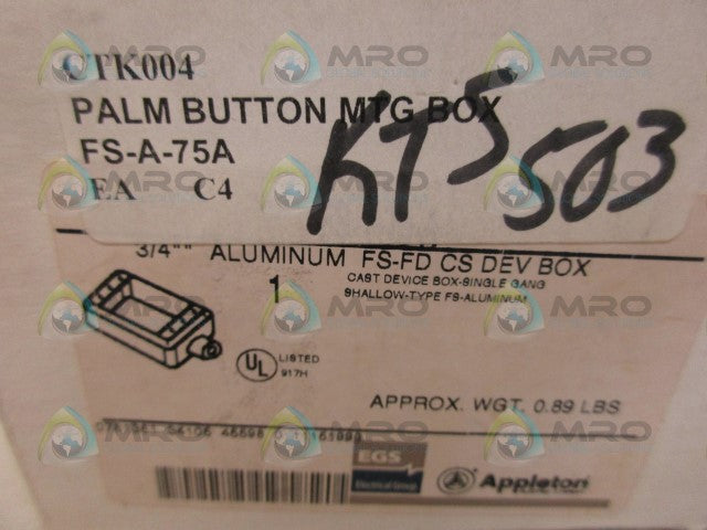 APPLETON FS-A-75A DEVICE BOX *NEW IN BOX*