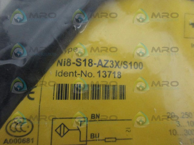 TURCK Ni8-S18-AZ3X/S100 PROXIMITY SENSOR *NEW IN FACTORY BAG*