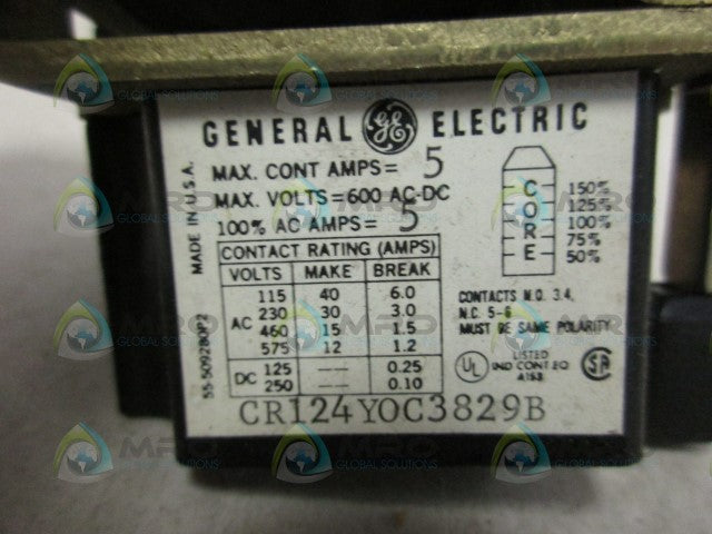 GENERAL ELECTRIC CR124Y0C3829B TIME DELAY RELAY *USED*