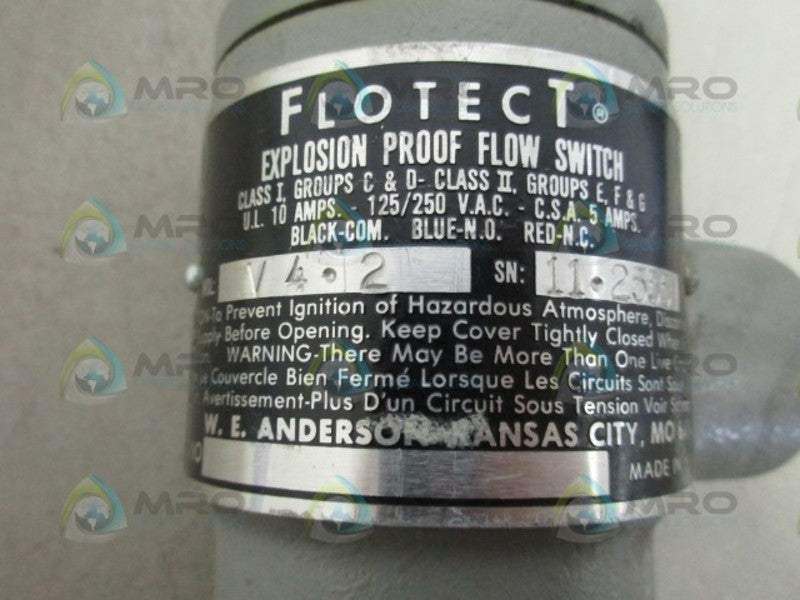 FLOWTECT V4-2 EXPLOSION PROOF FLOW SWITCH *NEW NO BOX*