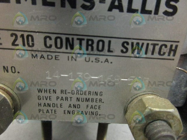 SIEMENS 14-139-168-503 CONTROL SWITCH *USED*