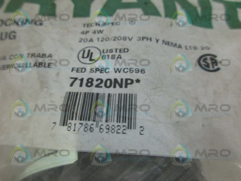 BRYANT 71820NP LOCKING PLUG * NEW IN FACTORY BAG *