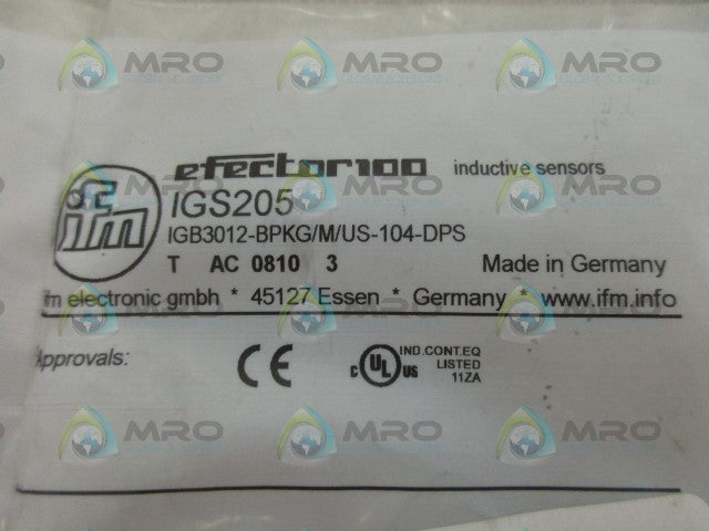 IFM EFECTOR IGS205 INDUCTIVE SENSOR *NEW IN FACTORY BAG*