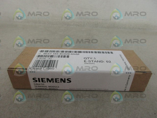 SIEMENS 6ES7193-4CD20-0AA0 TERMINAL MODULE *FACTORY SEALED*