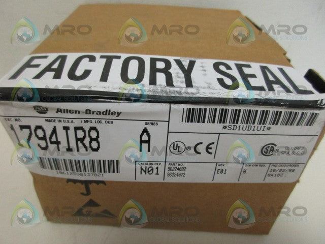 ALLEN BRADLEY FLEX I/O 1794-IR8 SER. A F/W H INPUT DATE: 1998 *FACTORY SEALED*