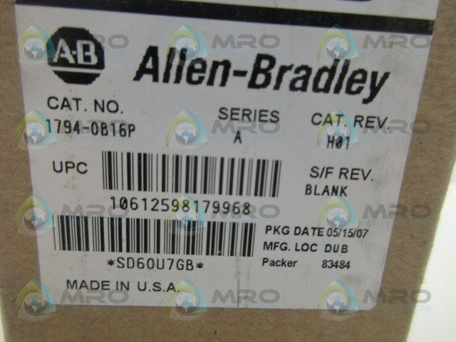 ALLEN BRADLEY 1794-OB16P SER. A DATE: 2007 *FACTORY SEALED*