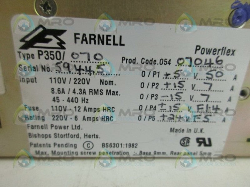 FARNELL P350/070 POWER SUPPLY UNMP