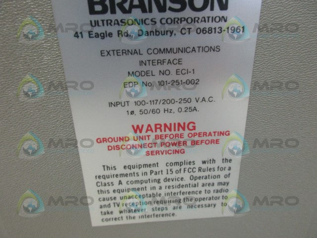 BRANSON ECI-1 COMMUNICATION INTERFACE *USED*