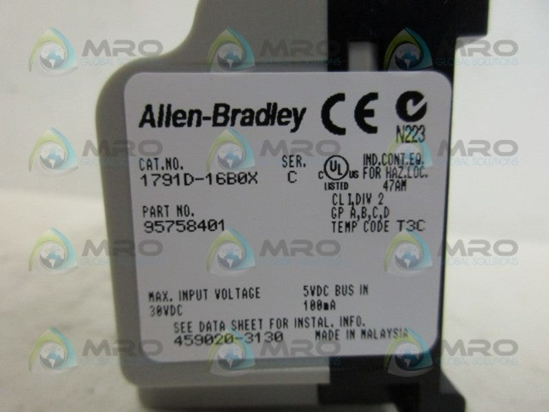 ALLEN BRADLEY COMPACTBLOCK I/O 1791-D16B0X SER. C (AS PICTURED) *NEW IN BOX*