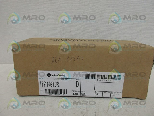 ALLEN BRADLEY COMPACTBLOCK I/O 1791-DOB16PX SER. D DATE: 2005 *FACTORY SEALED*
