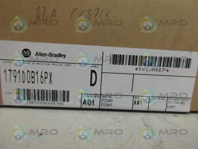 ALLEN BRADLEY COMPACTBLOCK I/O 1791-DOB16PX SER. D DATE: 2005 *FACTORY SEALED*