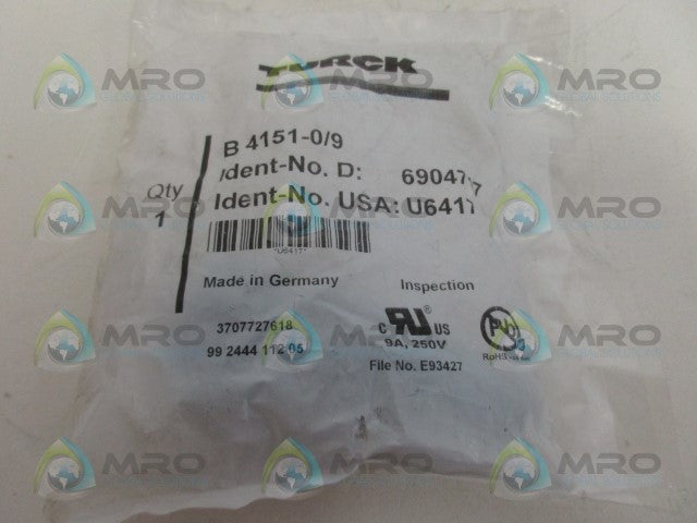 TURCK B4151-0/9 SENSOR CONNECTOR *NEW IN FACTORY BAG*