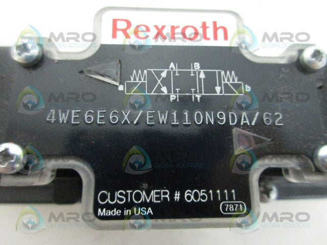 REXROTH 4WE6E6X/EW110N9DA/62 HYDRAULIC VALVE *NEW NO BOX*
