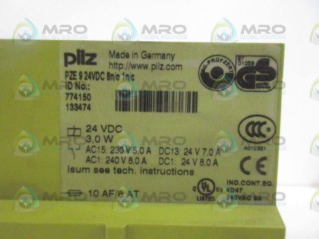 PILZ PZE9-24VDC-8NO-1NC SAFETY RELAY *NEW IN BOX*