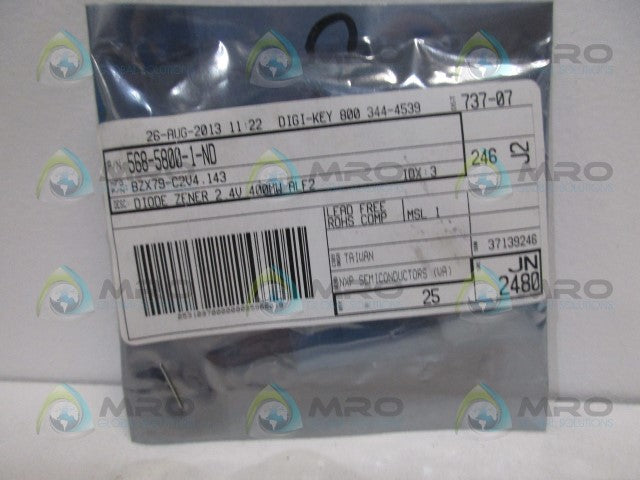 FAIRCHILD BZX79-C2V4.143 ZENER DIODE *NEW IN ORIGINAL PACKAGE*