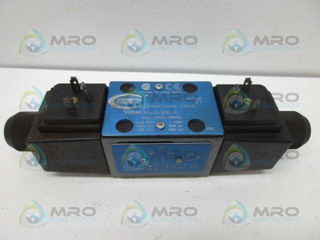 CONTINENTAL HYDRAULICS VS5M-3A-G-33L-K DIRECTIONAL VALVE *NEW NO BOX*