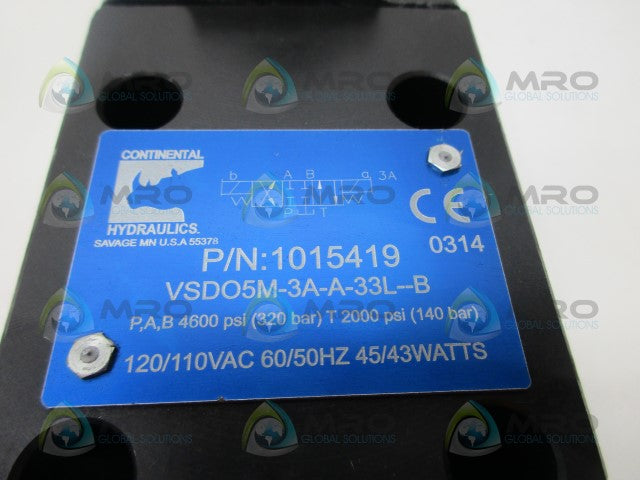 CONTINENTAL HYDRAULICS VSDO5M-3A-A-33L-B CONTROL VALVE *NEW NO BOX*