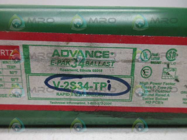 ADVANCE V-2S34-TP BALLAST *USED*