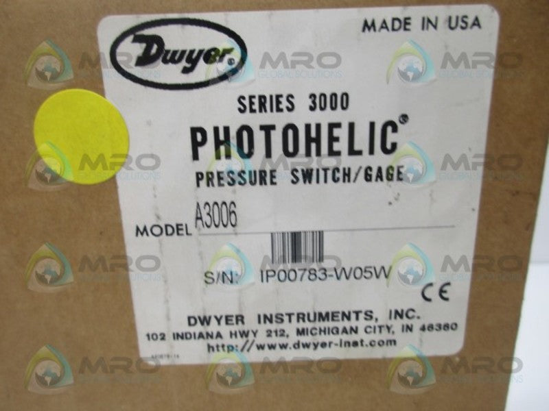DWYER A3006 PRESSURE SWITCH/GAUGE *FACTORY SEALED*