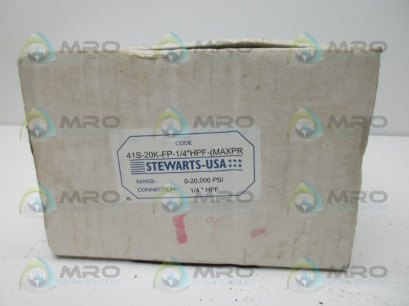 STEWARTS USA 41S-20K-FP-1/4"HPF GAUGE 0-2000 NSMP