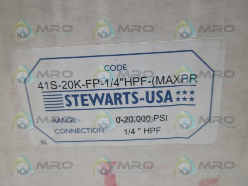 STEWARTS USA 41S-20K-FP-1/4"HPF GAUGE 0-2000 NSMP