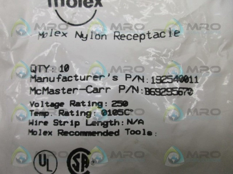 MOLEX 192540011 NYLON RECEPTACLE (PKG OF 10) NSMP