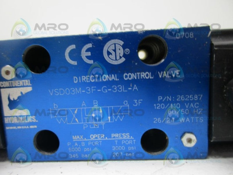 CONTINENTAL VSD03M-3F-C-33L-A DIRECTIONAL CONTROL VALVE NSMP