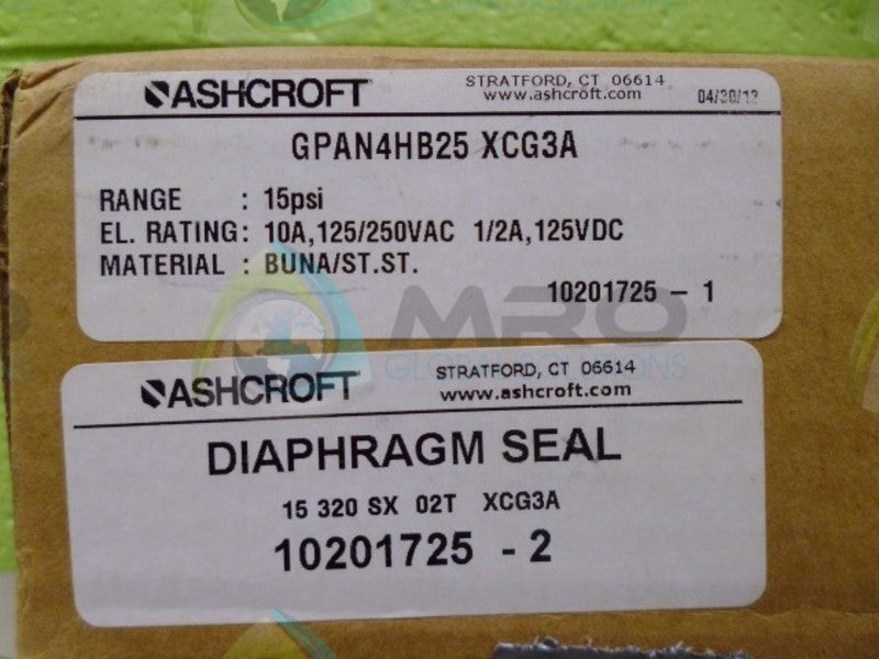 ASHCROFT GPAN4HB25 DIAPHRAM SEAL *NEW IN BOX*