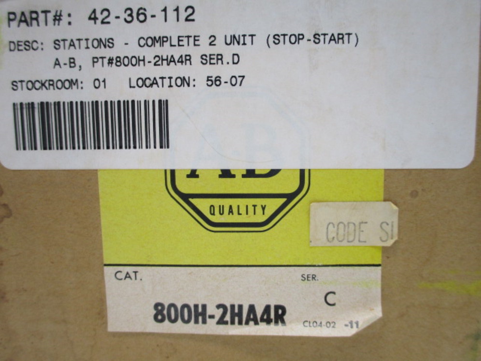 INDUSTRIAL SPARE PART 800H-2HA4R SER. C (AS PICTURED) (BR/YL) NSMP