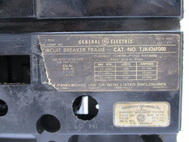 GENERAL ELECTRIC TJK436F000 600VAC 400A UNMP