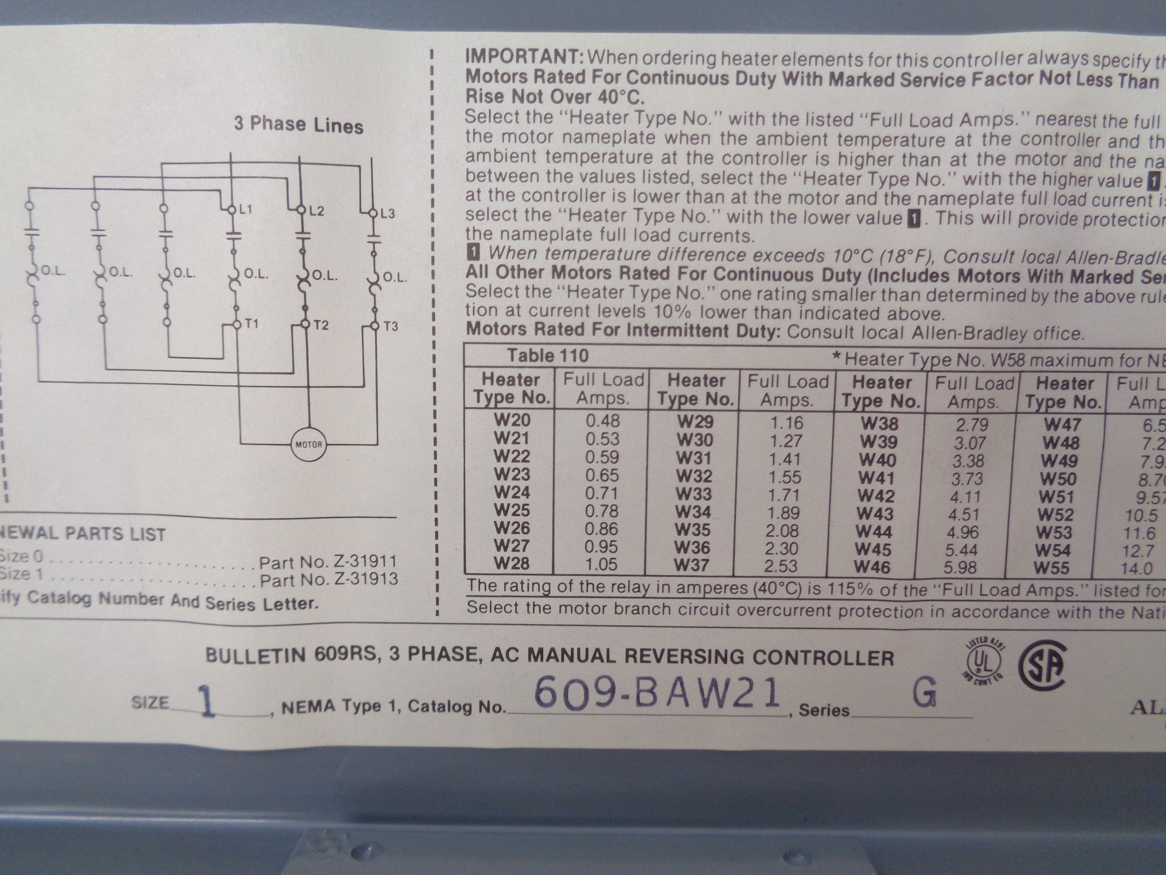 INDUSTRIAL SPARE PART 609-BAW21 SER. G NSNP