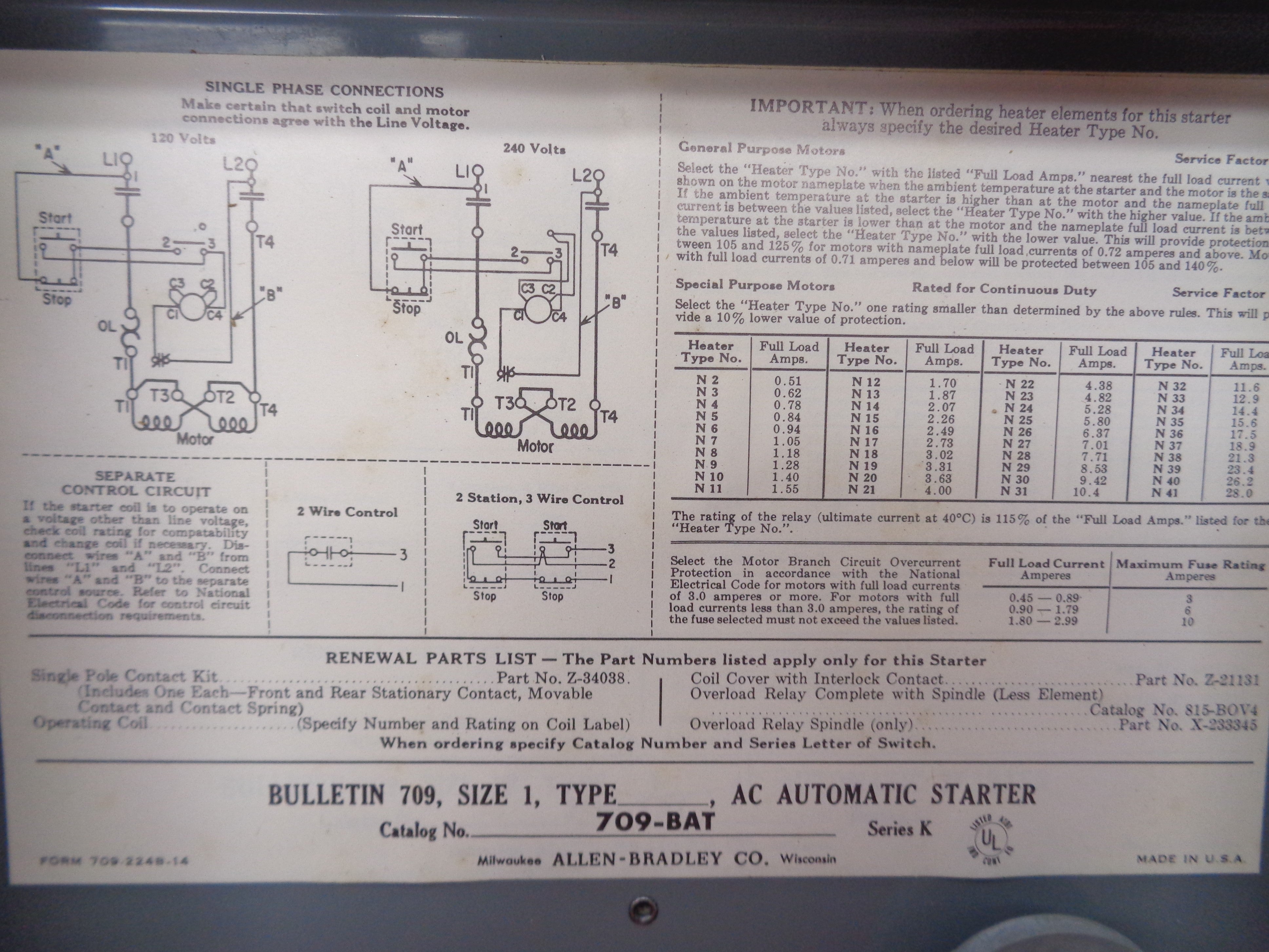 ALLEN BRADLEY 709-BAT SER. K NSNP