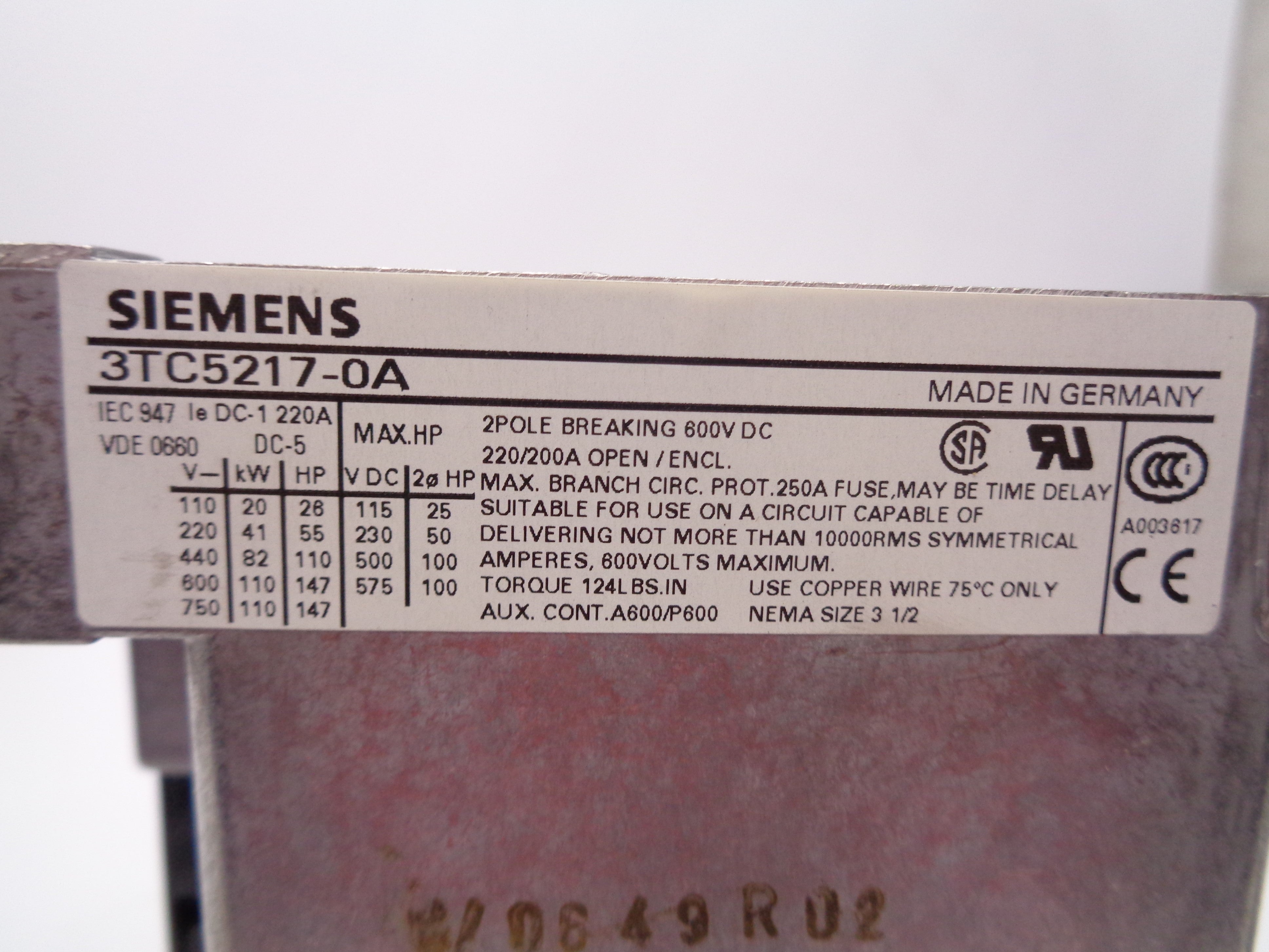 SIEMENS 3TC5217-0A 230V NSNP
